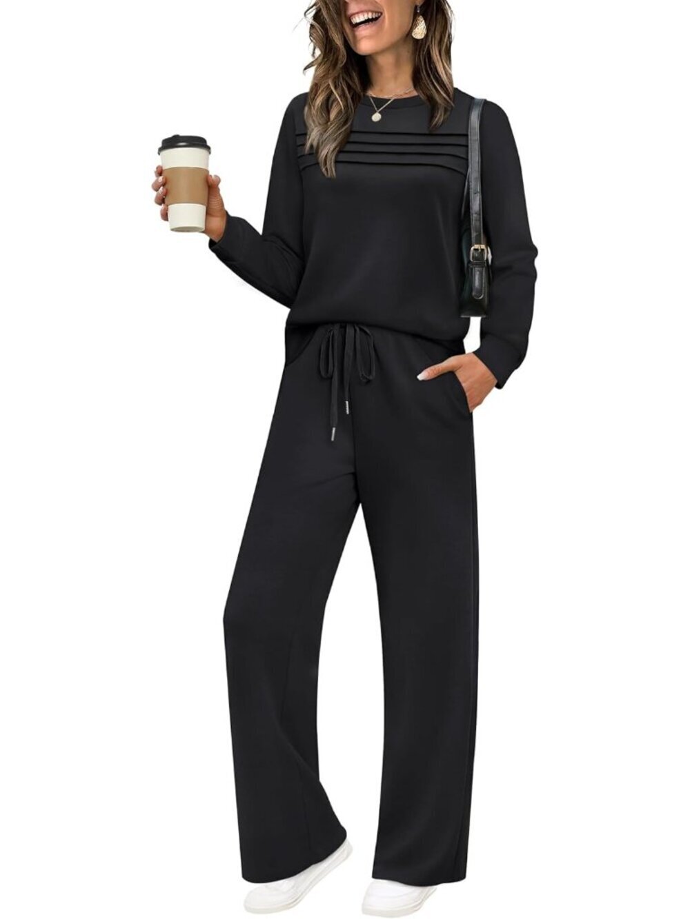 Women's 2 Piece Sets Sweatshirt Casual Travel Outfits Lounge Wide Leg Tracksuit